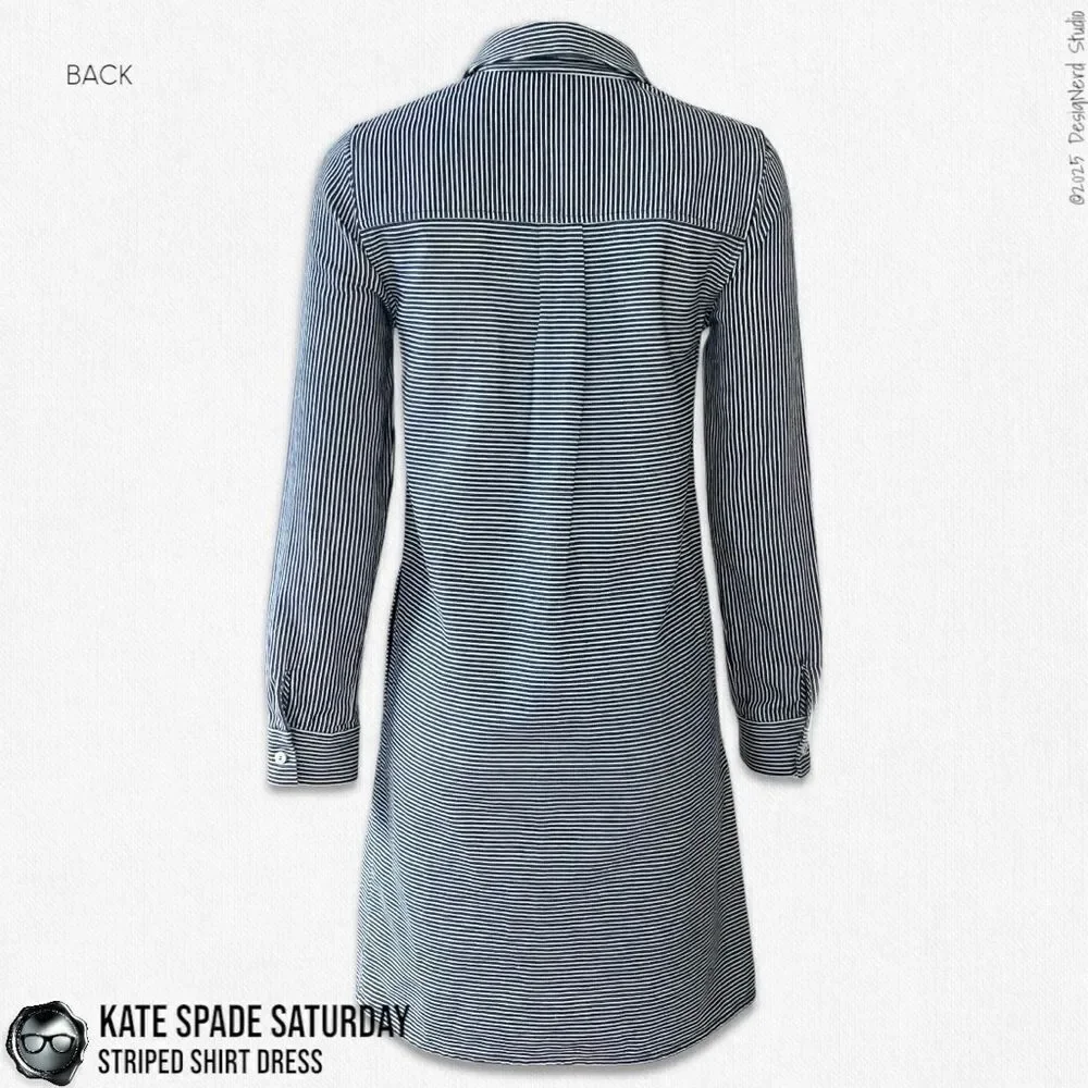VINTAGE KATE SPADE SATURDAY LONG SLEEVE STRIPED DENIM SHIRT DRESS SPRING 2014